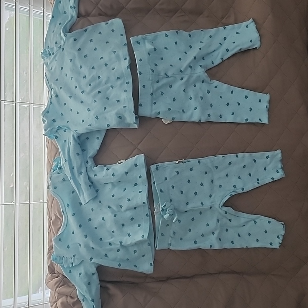 Twin Rabbit+Bear 3-6month blue outfit